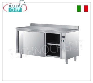 TECHNOCHEF - Warmhalteschrank aus Edelstahl 304, mit Schiebetüren und Aufkantung, 60 cm tief