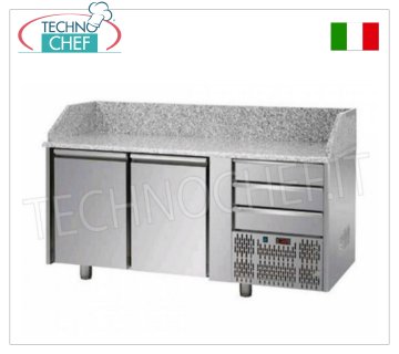 Gekühlte Pizzatheke, 2 Türen, 3 Schubladen, Maße mm 1610 x 750 x 1030
