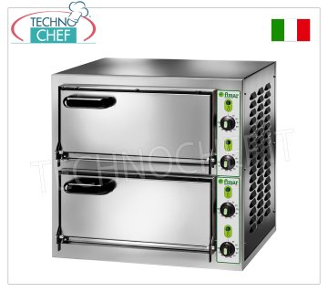 FIMAR – Elektrischer Pizzaofen für 2 große PIZZAS, 2 unabhängige Kammern mit den Maßen 40,5 x 40,5 cm, mechanische Steuerung, Mod. MIKRO2C