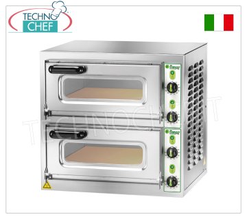 FIMAR – Elektrischer Pizzaofen für 2 große PIZZAS, 2 unabhängige Kammern mit den Maßen 40,5 x 40,5 cm, mechanische Steuerung, Mod. MICROV2C