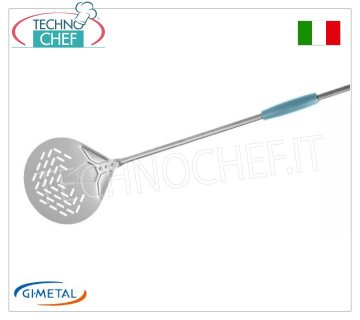 Gi.Metal - Perforierter Pizzaschieber aus Edelstahl, Linie Evoluzione, Grifflänge 120 cm