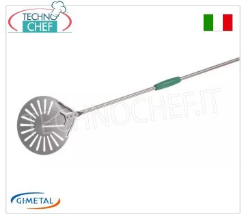 Gi.Metal - Perforierter Pizzaschieber aus Edelstahl, glutenfreie Linie, Grifflänge 150 cm