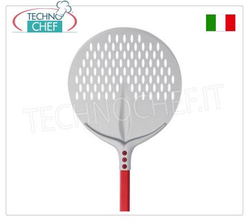 Runde perforierte Pizzaschaufel Ø 45 cm zum Backen aus Aluminium, Tulpenlinie