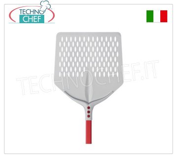 Perforierte quadratische Pizzaschaufel 33 x 33 cm zum Backen aus Aluminium, Tulpenlinie