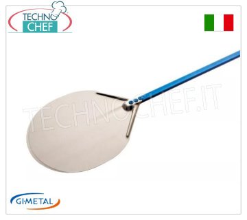 Gi.Metal - Runder Pizzaschieber aus Aluminium, Blue Line, Grifflänge 150 cm