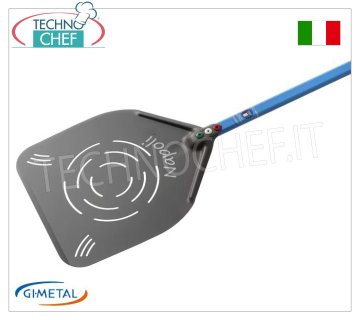 Gi.Metal - Rechteckiger perforierter Pizzaschieber aus Aluminium SHA, Linie Napoli, Grifflänge 150 cm