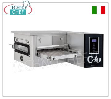 TECHNOCHEF – Elektrischer Tunnel-Pizzaofen mit 400 mm breitem Band, komplett mit Halterung, Mod.TUNNELC/40