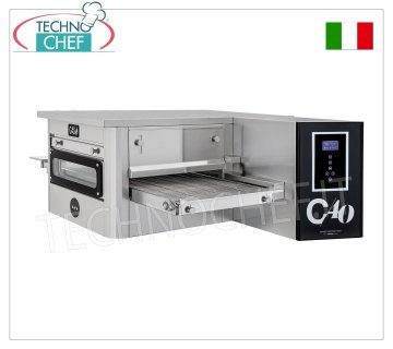 TECHNOCHEF - Gas-Tunnel-Pizzaofen mit 400 mm breitem Band, komplett mit Halterung, Mod.TUNNELC/40GAS