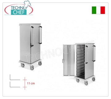 Neutraler Schrankwagen für 10 Gastro-Norm 1/1 Tabletts oder Roste - L-förmige Führungen - 11 cm Teilung