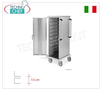 Neutraler Schrankwagen für 15 Gastro-Norm 2/1 Tabletts oder Roste - C-Führungen - Teilung 7,5 cm