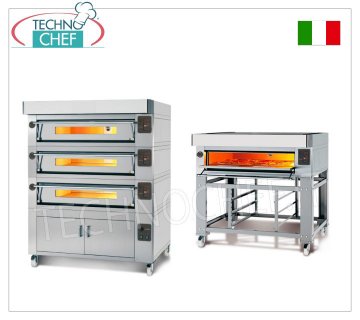 Elektrischer modularer Pizzaofen, Linie EURO STAND, Kammer für 8 Pizzen 123 x 63 cm mit feuerfester Platte