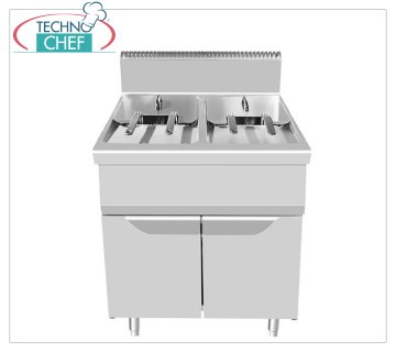 BERTOS - GASFRITEUSE auf SCHRANK, 2 BECKEN mit 21+21 lt, 17+17 kW