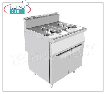 BERTOS - GASFRITEUSE auf SCHRANK, 2 BECKEN mit 16+16 l, 13+13 kW
