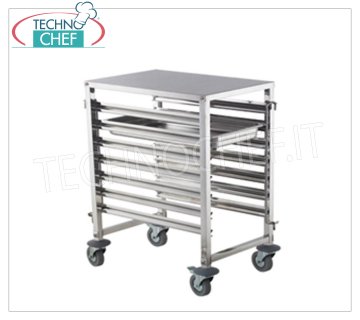Tablettwagen aus Edelstahl für 7 GN 1/1 Tabletts, Mod.TT7GN11Z