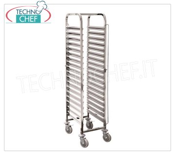 Tablettwagen aus Edelstahl für 18 Tabletts 60x40 cm, Mod.TT186040Z