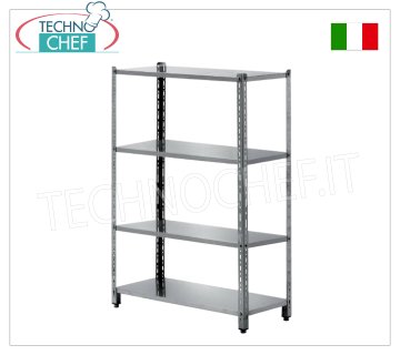 Modulares Edelstahlregal, Modul mit 4 Böden, 50 cm tief, 200 cm hoch