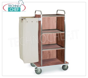 Wäschewagen, 4 Böden, Wäschesack, Paneele an drei Seiten, 2 gebremste Räder