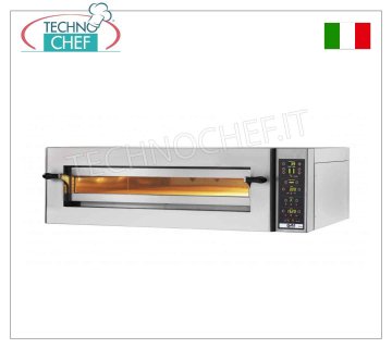 Elektroofen für 6 Pizzen, Ø 34 cm, Backkammer komplett aus Feuerfestmaterial, Mod. KING6GTOP