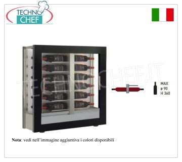 WEINKELLERWEINSCHRANK für 24 horizontale Flaschen, statisch belüftet, 3 Glasseiten, Maße 874 x 388 x 910 mm