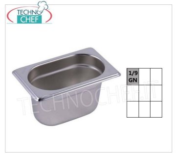 Gastronorm GN 1/9 Edelstahlbehälter, Größe 176x108mm