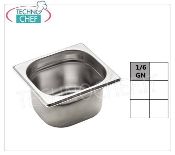 Gastronorm GN 1/6 Edelstahlbehälter, Größe 176x162mm