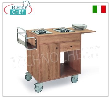 Metalcarrelli - FLAMBE' TROLLEY mit 2 separaten Brennern, Kirschfarbe, Mod.1160D