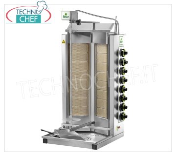 GAS-GYROS mit 8+8 BRENNERN, 670 mm hoher Grillstab