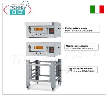 Modularer Gas-Pizzaofen, Linie ECO GAS, Kammer für 4 61x64 cm große Pizzen mit feuerfestem Boden
