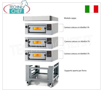 Elektrischer Pizzaofen für 6 Pizzen, 300 mm dick, 600x900 mm Kammer