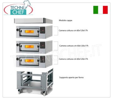 Elektrischer Pizzaofen für 8 Pizzen, 300 mm dick, 600 x 1200 mm Kammer