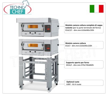 Gas-Pizzaofen für 4 Pizzen à 300 mm, Kammer 610x640 mm