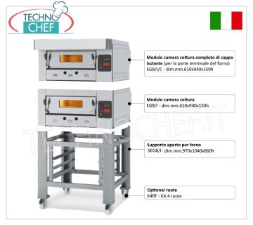 Gas-Pizzaofen für 6 Pizzen à 300 mm, Kammer 610x940 mm