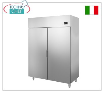 Technochef – 2-türiger Kühlschrankschrank, professionell, Edelstahl, 1400 lt., Temp. 0°/+8°C, belüftet, Klasse C 2-türiger Kühlschrank, 1400 l, Temperatur 0°/+8°C, belüftet, ökologisch der Klasse C, Gas R290, V.230/1, Kw 0,373, Abm. 1440 x 800 x 2020 mm