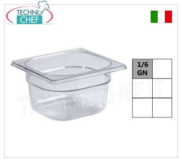 Gastronorm GN 1/6 Polycarbonatbehälter, Größe 176x162mm