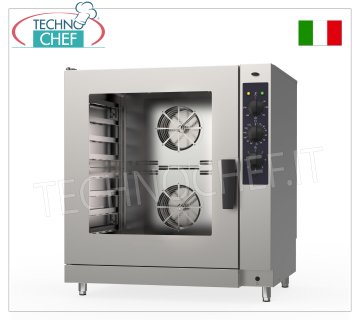 GAS-KONVEKTIONSOFEN MIT DIREKTDAMPF für GEBÄCK, 8 BLECHE 600x400 mm, ELEKTROMECHANISCHE STEUERUNG