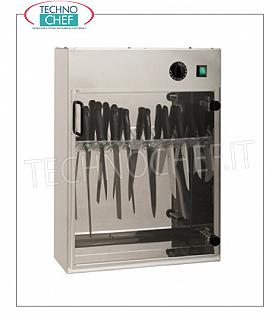 Sterilisatoren für Messer und Werkzeuge EDELSTAHL EDELSTAHL UV-MESSER, Kapazität 20 MESSER, Kw. 0,16, Abmessung 510 x 130 x 670 h