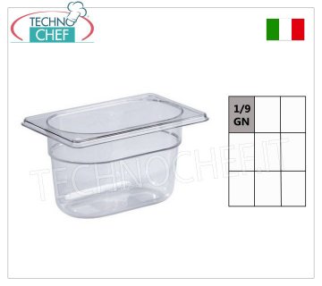 Gastronorm GN 1/9 Polycarbonat-Tablett, Größe 176x108mm