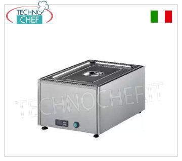 Technochef - ELEKTRISCHES TISCHBAIN MARIE, Fassungsvermögen 1 x GN 1/1, Mod.357.A Elektrischer Tisch-Bain-Marie, Fassungsvermögen: 1 GN 1/1-Tablett - H 150 mm (ausgenommen), digitaler Thermostat 30-90°C, V.230/1, Kw.1,5, Abm.mm.590x430x300h