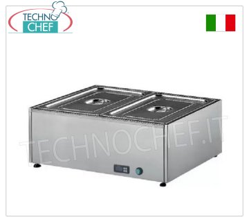 Technochef - ELEKTRISCHER TISCHBAIN MARIE, Fassungsvermögen 2 x GN 1/1, Mod.358.A Elektrisches Tisch-Wasserbad, Fassungsvermögen 2 GN 1/1-Behälter - H 150 mm (ausgenommen), digitaler Thermostat 30-90°C, V.230/1, Kw.2,00, Abm.mm.700x580x300h