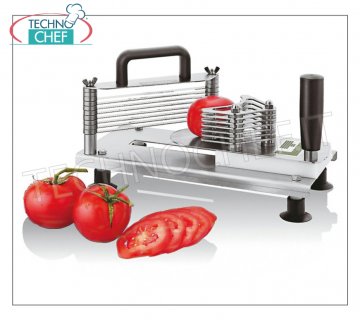 Manuelle Gemüseschneider Tomatenschneider aus Edelstahl, spülmaschinenfest, Schnittstärke 5,5 mm, Abmessungen 300x140x180h mm