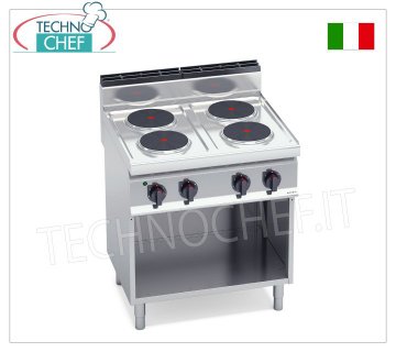 TECHNOCHEF – 4-Platten-Elektroherd auf offenem Schrank, 10,4 kW, Mod. E7P4M