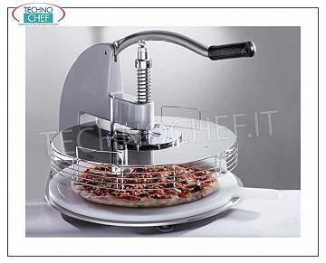 Maxi Slices Manual Pizza Cutter - von 3 bis 12 Scheiben SLICED PIZZA CUTTER Handbuch Tisch für 3/6 SLICES geeignet für PIZZA DISCS mit MAXIMALEM DURCHMESSER 52 cm, komplett mit Polyethylen-Schneidebrett mit Griffdurchmesser 53 cm