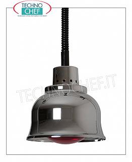 Infrarot-Hängelampe HEIZLEUCHTE höhenverstellbar, Lampenfassung aus Chromkupfer, Durchmesser 255 mm, hellrot, V.230 / 1, B.250, Gewicht 1,40 kg.
