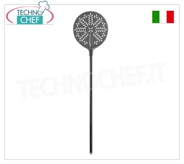 Runde, perforierte Pizzaschaufel zum Backen aus harteloxiertem Aluminium, Ø 33 cm, Tulpenlinie