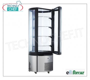 Technochef - Kühlvitrine auf Rädern mit runder Glasscheibe, 1 Tür, statisch, Temp.+2°/+8°C, 400 lt, Klasse C, Mod.ARC400RC