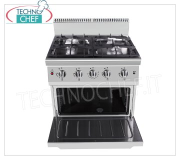 Technochef - GASKOCHER 4 BRENNER auf GASOFEN, 42,5 kW