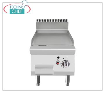 Technochef – GAS-GRILLGRILL mit GLATTER BANKPLATTE, Kw.7,00 GASBRILLE MIT GLATTER BANKPLATTE, Linie 700, thermische Leistung 7,00 kW, Abmessung 400 x 700 x 547 mm