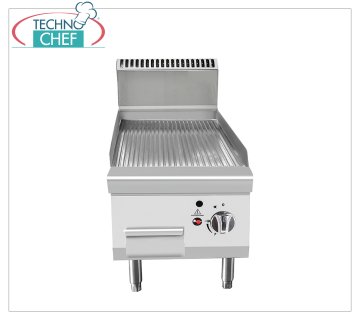 Technochef – GAS-GRILLGRILL mit gerippter Gegenplatte, Kw.7,00 GAS-BRILLE mit gerippter Gegenplatte, Linie 700, thermische Leistung 7,00 kW, Abmessung 400 x 700 x 547 mm