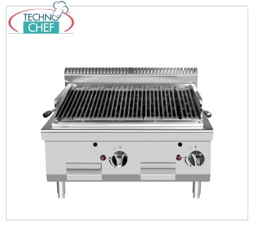 Technochef - COUNTER LAVA STONE GRILL, Kw.14,00 THEKENGRILL AUS LAVASTEINEN, Linie 700, Wärmeleistung 7+7 kW, Abm. 800 x 700 x 547 mm