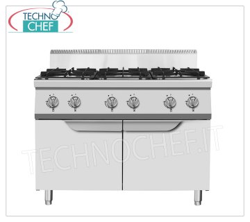 Technochef - GASKOCHER 6 BRENNER auf MOBIL, Kw.53,5 GASHERD 6 BRENNER auf MOBIL, Linie 900, Wärmeleistung Kw.53,5 Abm.mm.1200x900x1140h